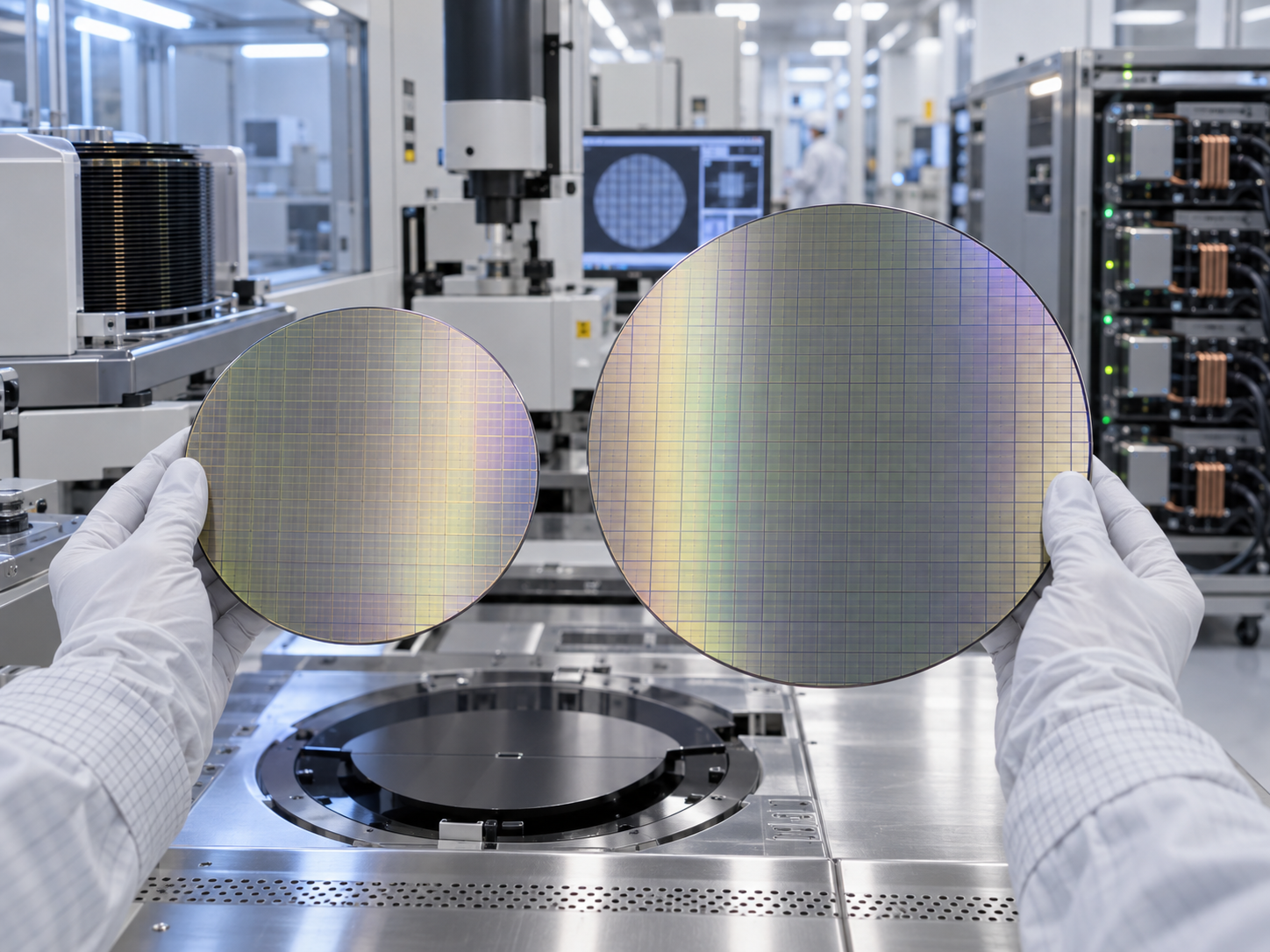 Son şirket blogları hakkında 200mm vs 300mm GaN-on-Silicon Wafers for AI Power Electronics: Wafer Bow, Buffer Layers, Epitaxy Uniformity, Cost and Fo